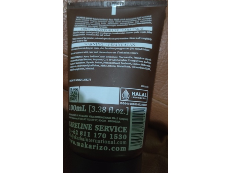 Makarizo Face Wash, Bright Radiance, 3.38 fl oz/100 mL