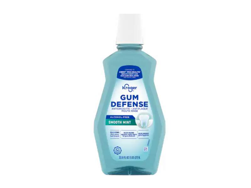Kroger Gum Defense Mouth Rinse, Smooth Mint, 33.8 fl oz/1 L