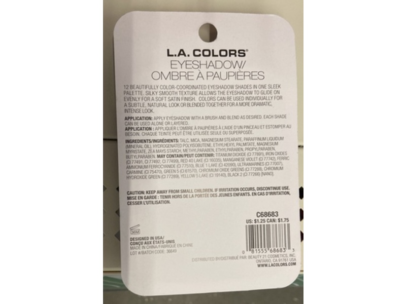 L.A. Colors 12 Color Eyeshadow Palette, C68683 Supernatural, 0.42 oz/12 g