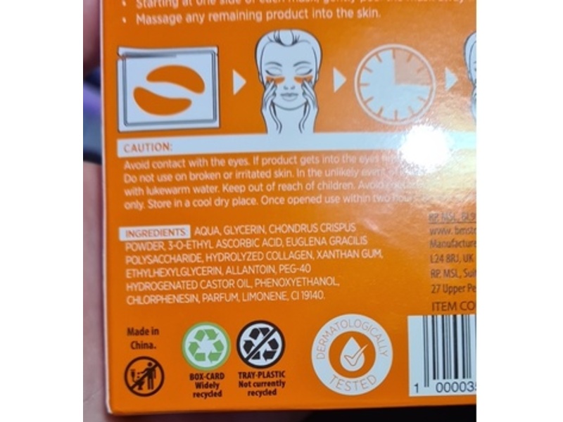 Skin Techniques Hydrogel Eye Mask, Vitamin C, 0.14 oz/4 g, 3 Pairs, Pack Of 5