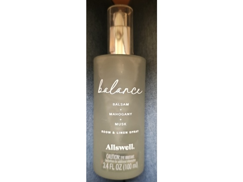 Allswell Balance Room & Linen Spray, Balsam + Mahogany + Musk, 3.4 fl oz/100 mL