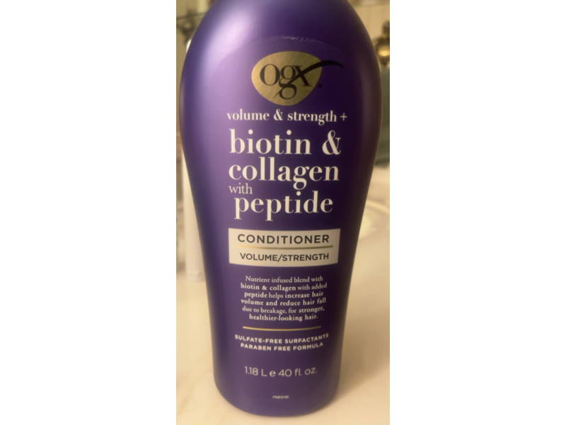 Ogx Volume & Strength+ Conditioner, Biotin + Collagen & Peptide, 40 fl oz/1.18 L