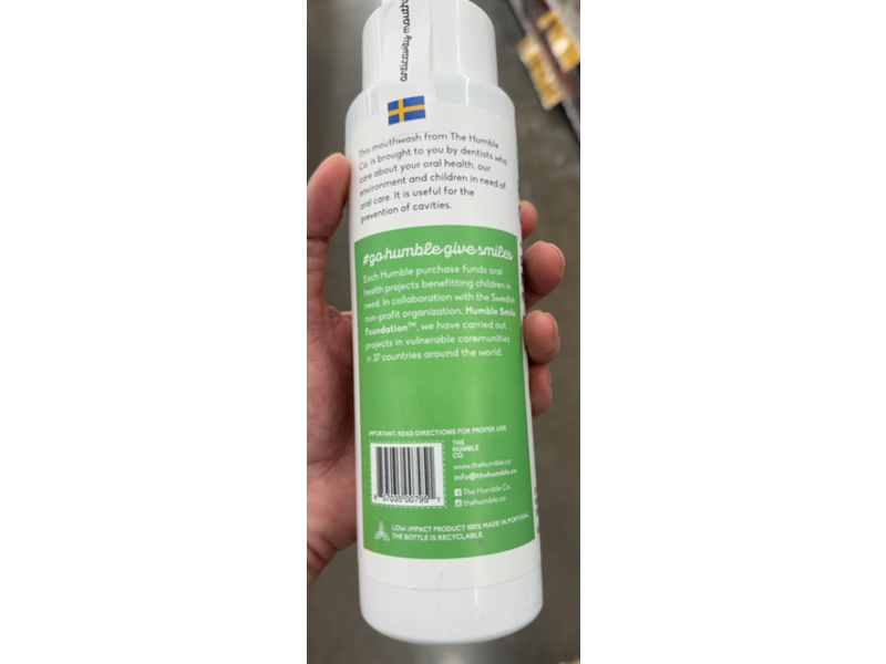 The Humble Co Anticavity Mouthwash, Fresh Mint, 16.9 fl oz/500 mL
