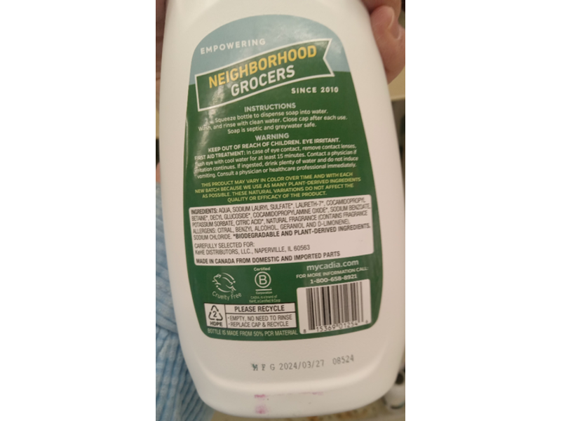 Cadia Dish Soap, Citrus, 25 fl oz/740 mL