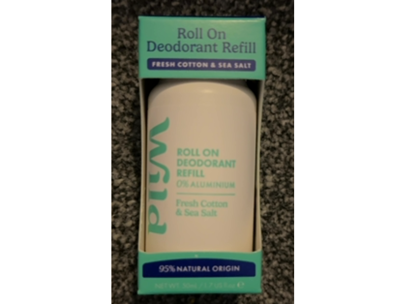 Wild Roll On Deodorant Refill, Fresh Cotton & Sea Salt, 1.7 oz/50 mL