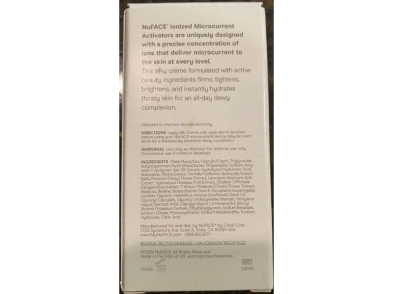 Nuface Microcurrent Activator Silk Creme, Firming + Brightening, 1.69 fl oz/50 mL