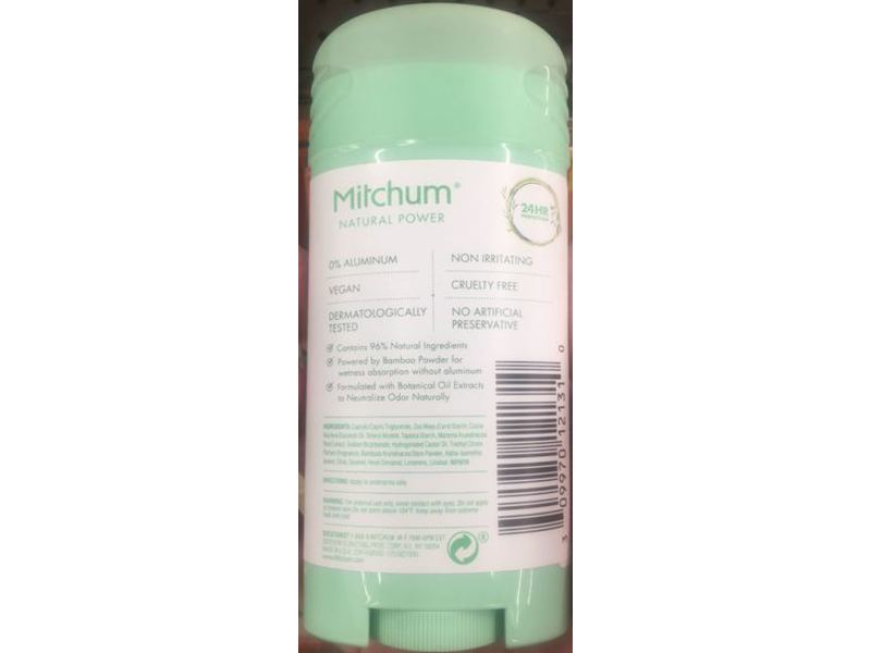 Mitchum Natural Powder Bamboo Powder Deodorant, Eucalyptus Scent, 2.7 oz/76 g