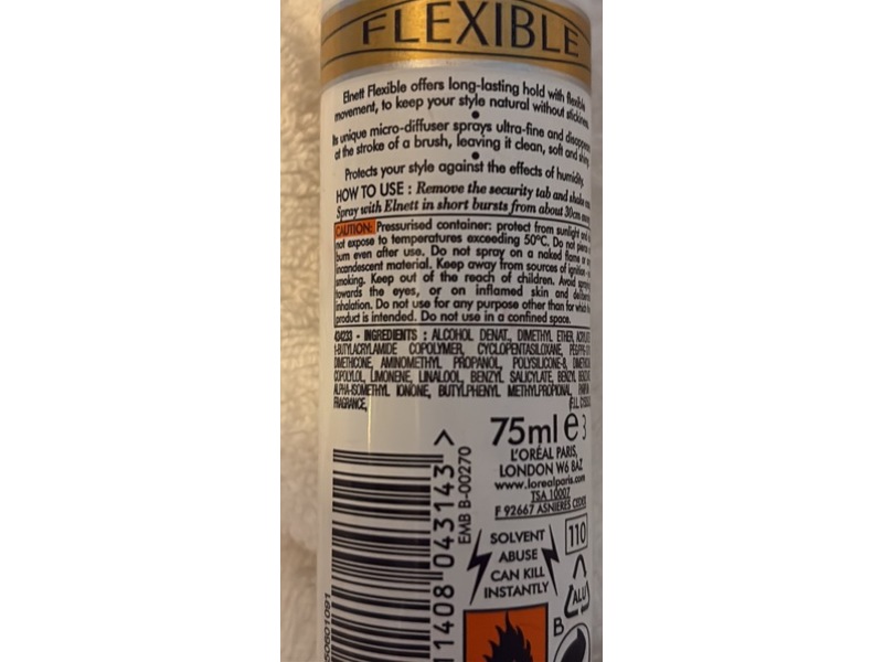 L'Oreal Paris Elnett Flexible Hair Spray, 75 mL