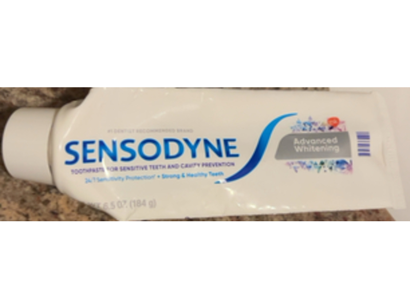 Sensodyne Sensitive Teeth & Cavity Prevention Toothpaste, Advanced Whitening, 6.5 fl oz/184 g