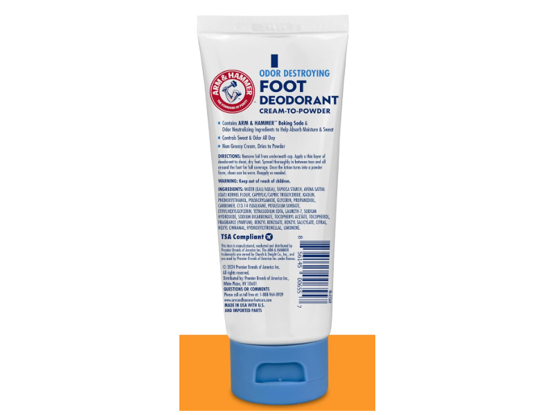 Arm & Hammer Odor Destroying Foot Deodorant Cream To Powder, Fresh Scent, 3.4 fl oz/100 mL