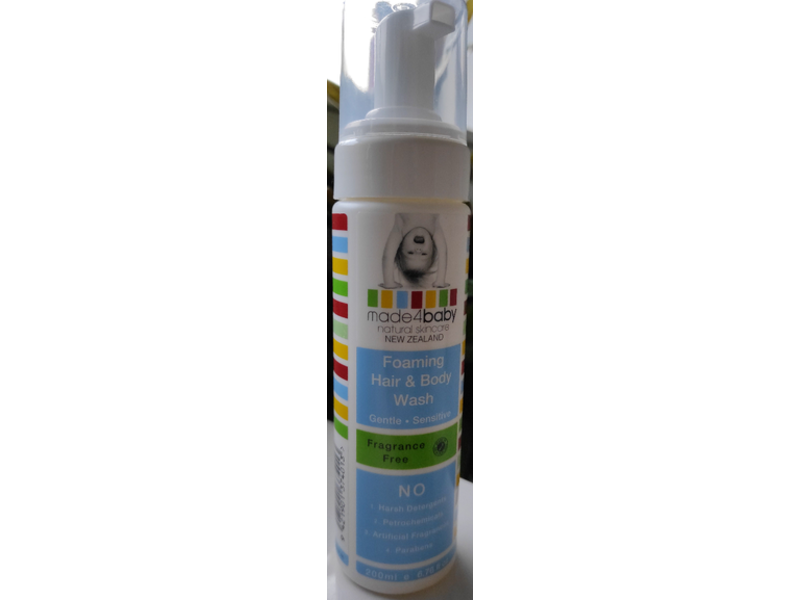 Made4baby Natural Skincare Foaming Hair & Body Wash, 6.76 fl oz/200 mL