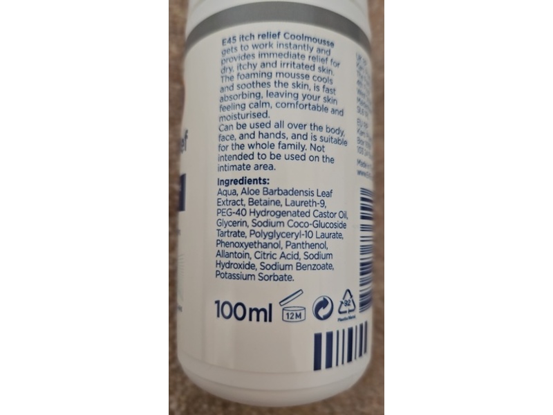 E45 Itch Relief Coolmousse, 100 mL