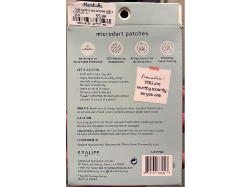 Spalife Deep Blemish Microdart Patches, Hyaluronic Acid & Vitamin B3, 0.03 oz/1 g, 12 Count