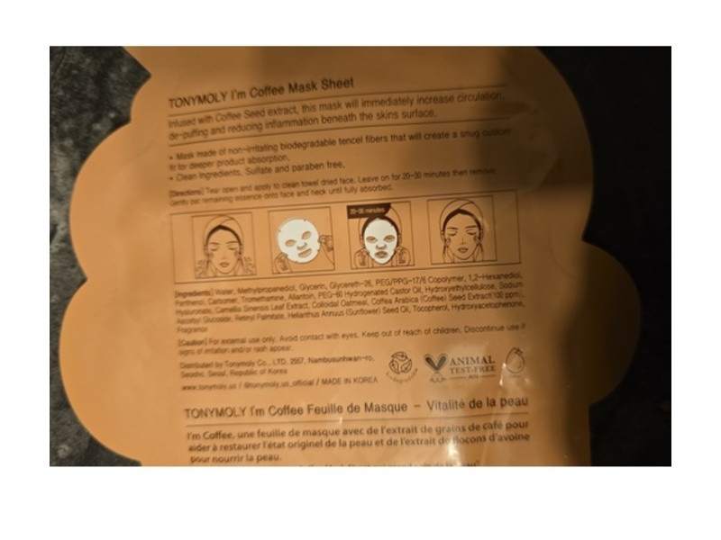 Tonymoly Sheet Mask, I'm Coffee, 0.74 fl oz/21 g