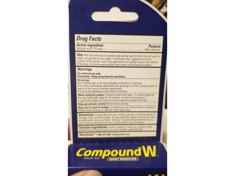 Compound W Salicylic Acid Wart Remover, Maximum Strength Fast Acting Liquid, 0.31 fl oz/9 mL