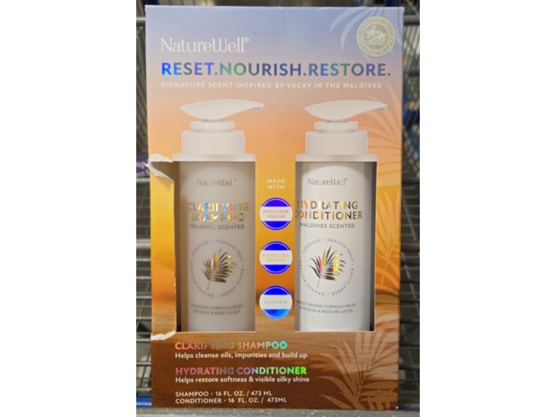 NatureWell Clarifying Shampoo & Hydrating Conditioner Set, Maldives Scented, 16 fl oz/473 mL