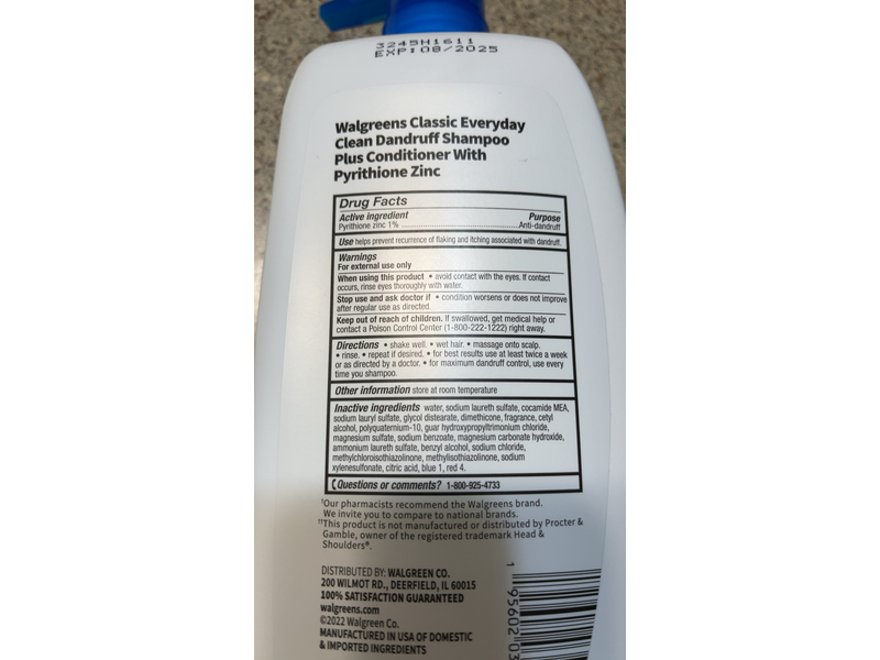 Walgreens 2 in 1 Dandruff Shampoo Plus Conditioner, 33.8 fl oz/1 L