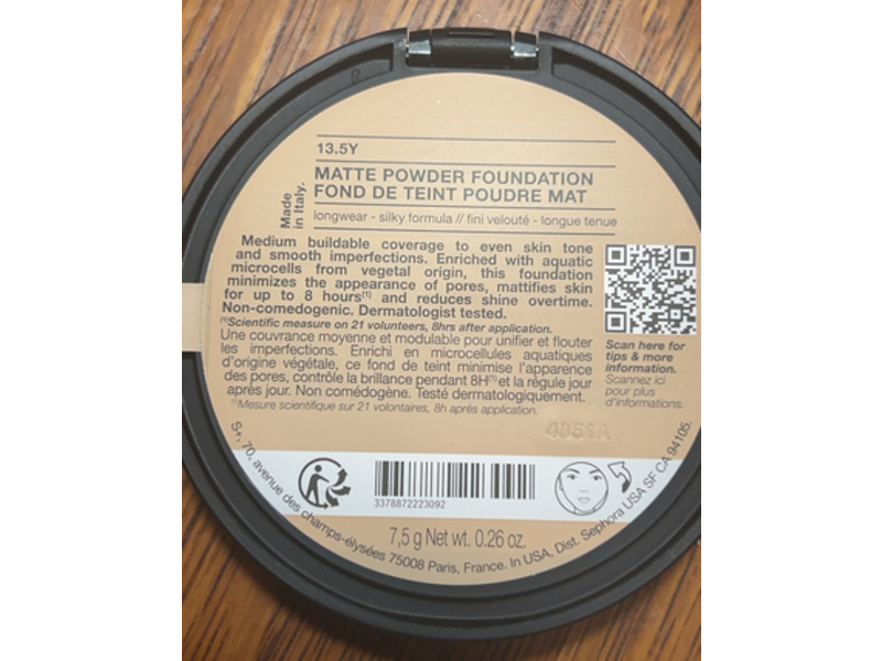 Sephora Matte Powder Foundation, 13.5Y, 0.26 oz/7.5 g