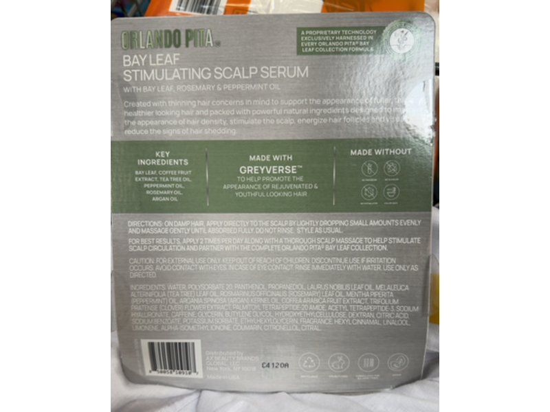 Orlando Pita Stimulating Scalp Serum, Bay Leaf + Rosemary & Peppermint Oil, 2 fl oz/60 mL, Count 2