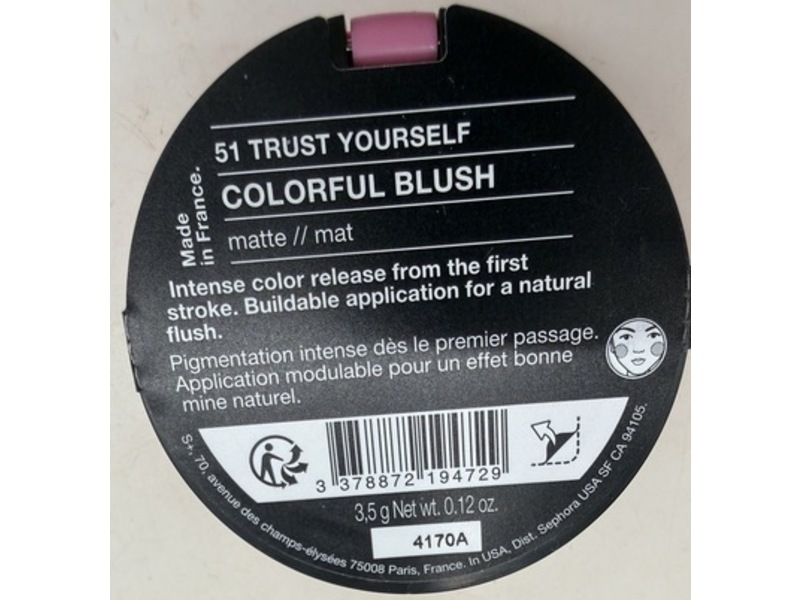 Sephora Colorful Blush, Matte 51 Trust Yourself, 0.12 fl oz/3.5 g