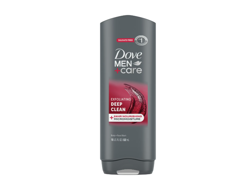 Dove Men+Care Exfoliating Body+Face Wash, Deep Clean,18 fl oz/532 mL