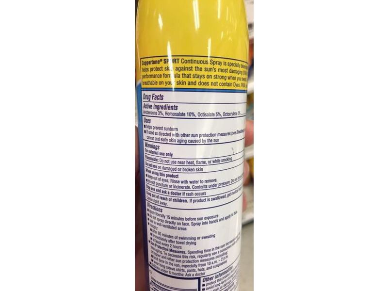 Coppertone Sport Sunscreen Spray, SPF 50, 6.9 oz/196 g
