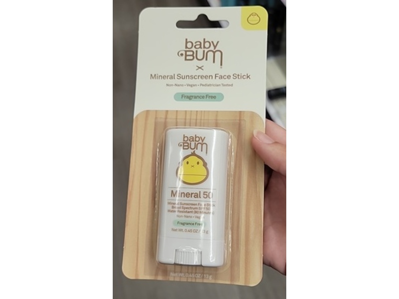 Baby Bum Mineral Sunscreen Face Stick, SPF 50, 0.45 oz/13 g