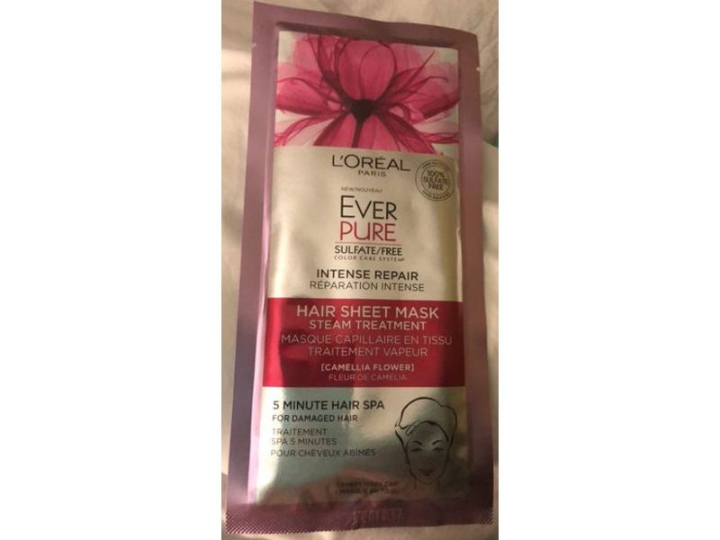 L'Oreal Ever Pure Intense Repair Hair Sheet Mask, Camellia Flower, 1 Count