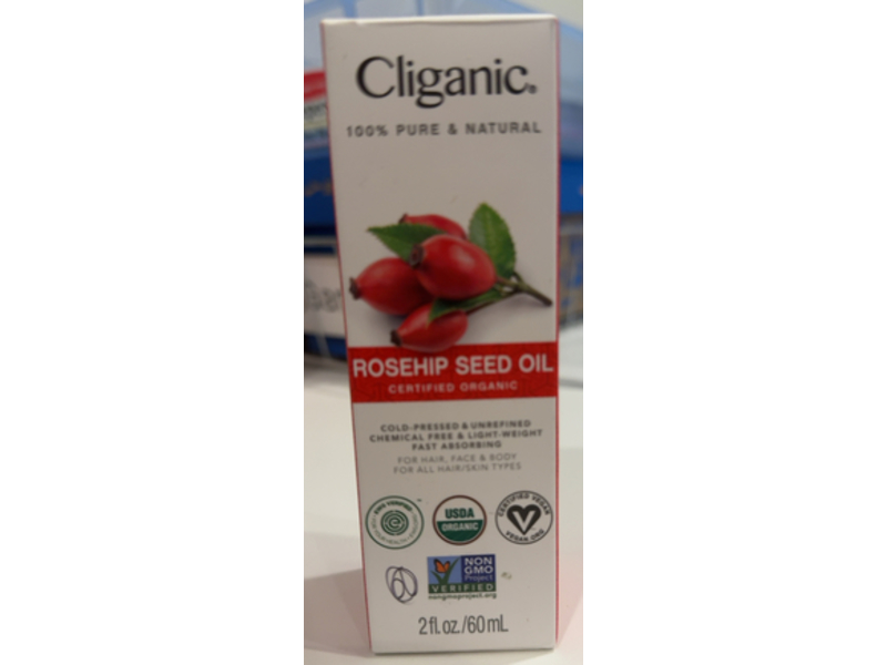 Cliganic Organic Rosehip Seed Oil, 2 fl oz/60 mL