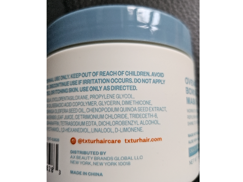 Txtur Overnight Bond Building Mask, Moringa Oil Aloe Vera & Quinoa Peptides, 0.13 oz/369 g