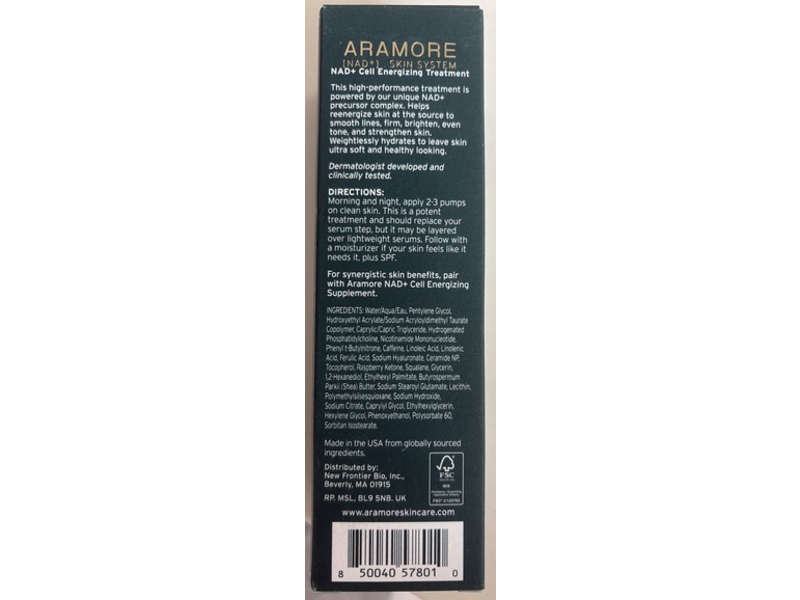 Aramore Skincare Nad+ Cell Energizing Treatment Moisturizer, 1.7 fl oz/50 mL