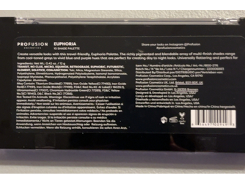 Profusion Cosmetics Euphoria 10 Shade Palette, 0.42 oz/12 g