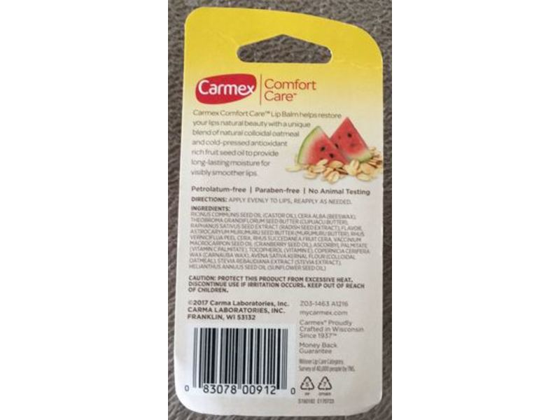 Carmex Comfort Care Natural Lip Balm, Watermelon Blast, 0.15 oz, 2 Count