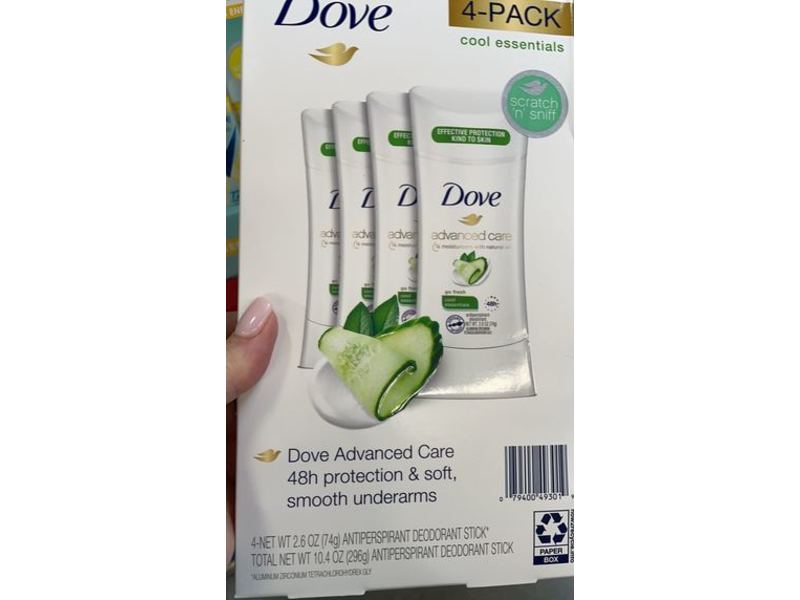 Dove Antiperspirant Deodorant, Cool Essentials, Pack Of 4
