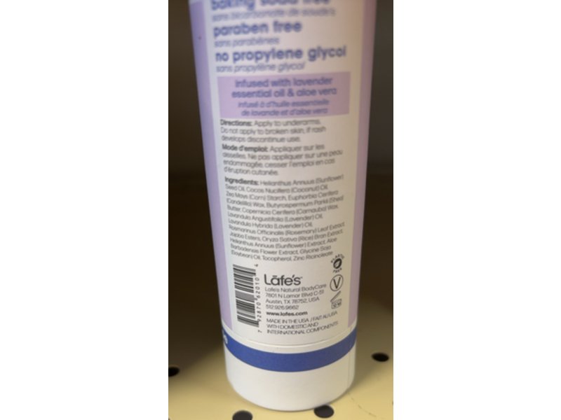 Lafe's Deodorant Stick, Lavender + Aloe, 2.25 oz/64 g