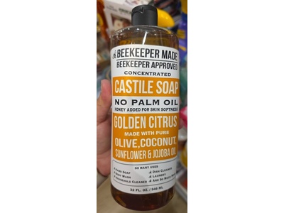 Beekeeper Made Castile Soap, Golden Citrus + Olive & Coconut, 32 fl oz/946 mL