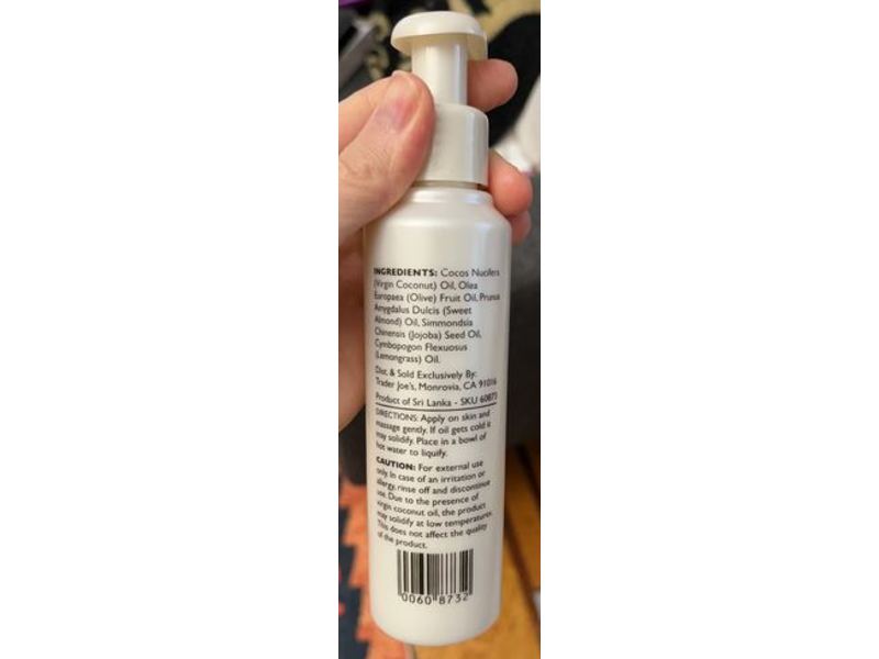 Trader Joe's Lemongrass Coconut Body Oil, 4.8 fl oz/143 mL