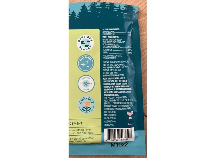 Cliganic Mosquito Repellent Patches, 0.008 oz, 90 Count