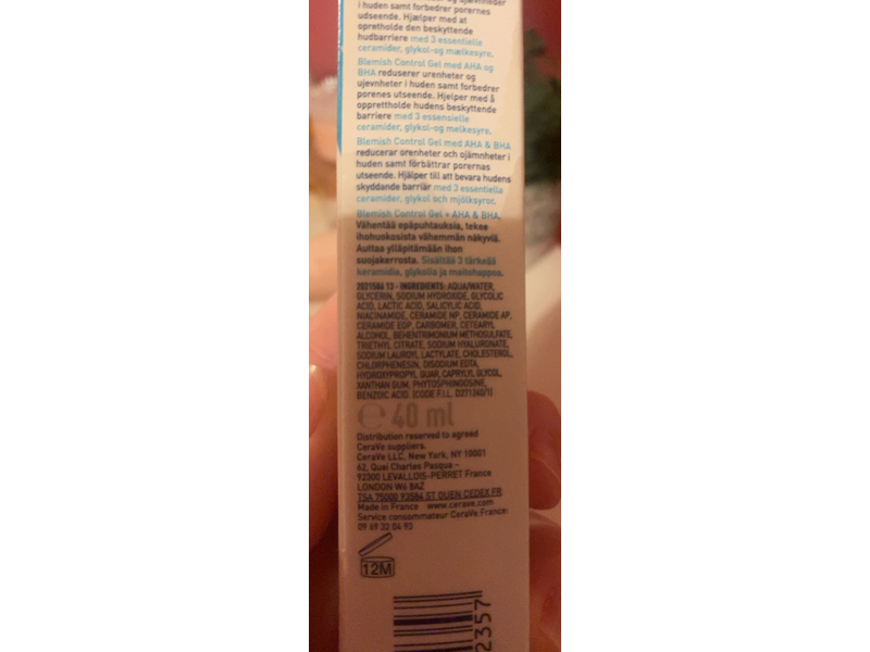 CeraVe Blemish Control Gel, Aha & Bha, 1.35 fl oz/40 mL