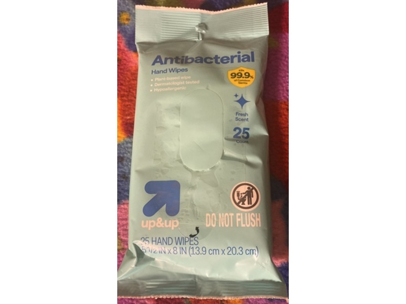 up&up Antibacterial Hand Wipes, Fresh Scent, 25 Count