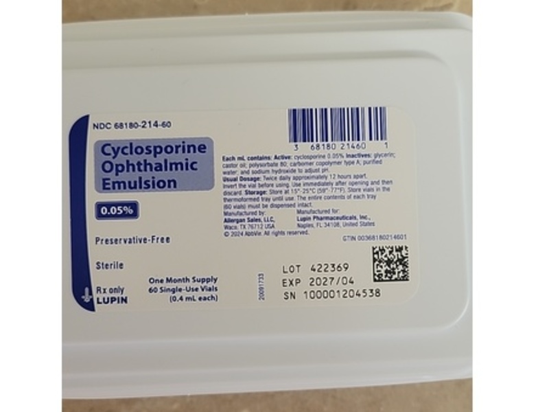Cyclosporine Ophthalmic Emulsion 0.05%, 0.4 ml vials, Lupin (Rx)