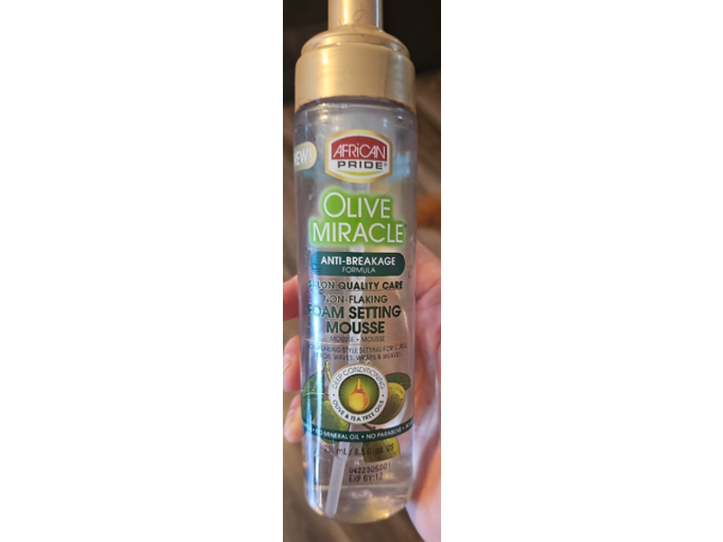 African Pride Olive Miracle Anti-Breakage Foam Setting Mousse, 8.5 fl oz/251 mL