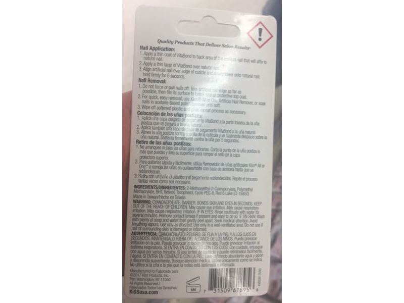 Kiss Vita Bond Nail Glue, Pink Tint, 0.17 oz/ 5 g