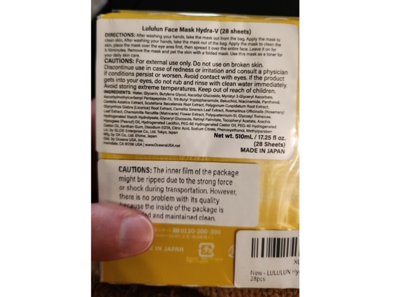 Lululun Hydra-V-Mask, Vitamin, 17.25 fl oz/28 510 mL, 28 Count