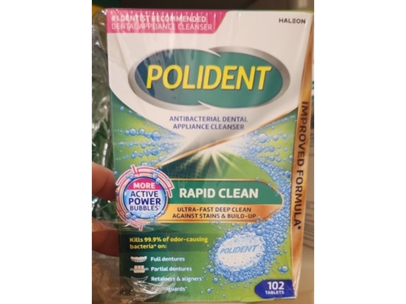 Polident Rapid Clean Dental Cleanser Tablets, 102 Count