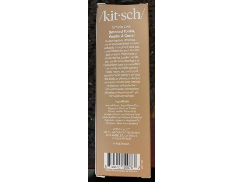 Kitsch Hair Perfume, Rustic Vanilla, 1.7 fl oz/50 mL