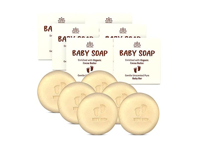 Relaxcation Organic Unscented Baby Soap Bar, Cocoa Butter, Pack Of 6