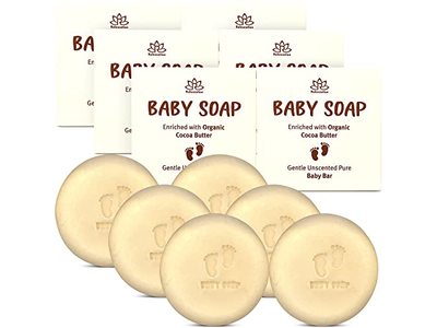 Relaxcation Organic Unscented Baby Soap Bar, Cocoa Butter, Pack Of 6