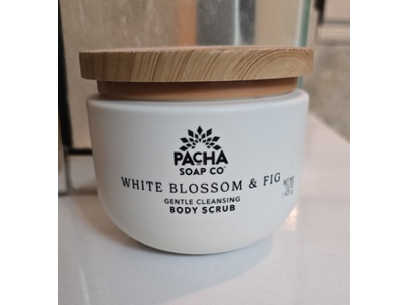 Pacha Soap Co Gentle Cleansing Body Scrub, White Blossom & Fig, 15 oz/425 g