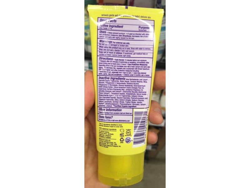 Alba Botanica Baby Clear Mineral Sunscreen, SPF 50+, 3 oz/85 g